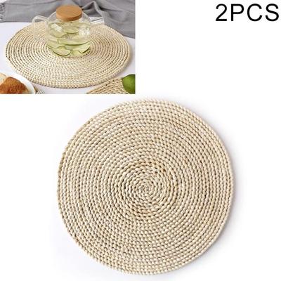 2 stuks antislip natuurlijke maïs geweven verdikking geïsoleerde thee mat tabel hittebestendige Casserole mat ronde placemat 35cm 2 stuks antislip natuurlijke maïs geweven verdikking geïsoleerde thee mat tabel hittebestendige Casserole mat ronde placemat 35cm