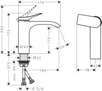 Hansgrohe Wastafelmengkraan Vivenis Eengreeps 110 CoolStart Zonder Afvoer Mat Zwart - thumbnail