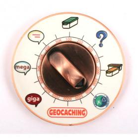 Cache Clock Geocoin - AC geel - XLE Cache Clock Geocoin - AC geel - XLE