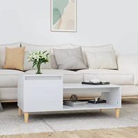 Salontafel 100x50x45 cm bewerkt hout hoogglans wit - thumbnail