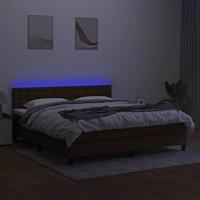 Boxspring met matras en LED stof donkerbruin 180x200 cm - thumbnail