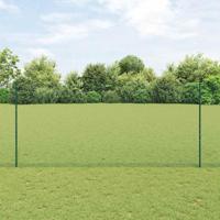 VidaXL Hek met paal groen 1,4 x 25 m staal en pvc - thumbnail