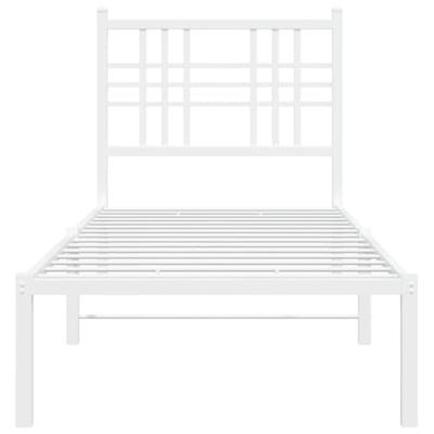 Bedframe met hoofdbord metaal wit 80x200 cm