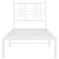 Bedframe met hoofdbord metaal wit 80x200 cm - thumbnail