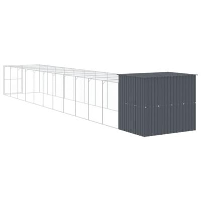 Hondenhok met ren 214x1273x181 cm staal antraciet Hondenhok met ren 214x1273x181 cm staal antraciet