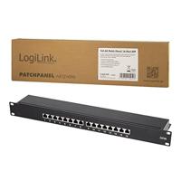 LogiLink NP0076 16 poorten Patchpaneel 483 mm (19) CAT 6A 1 HE Zwart - thumbnail