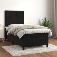 Boxspring met matras fluweel zwart 90x190 cm - thumbnail