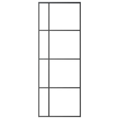 Schuifdeur 76x205 cm mat ESG-glas en aluminium zwart