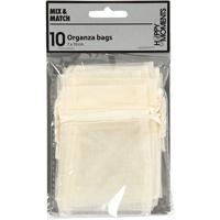 Creativ Company Organza zakjes, afm 7x10 cm, off-white, 10 stuk/ 1 doos - thumbnail