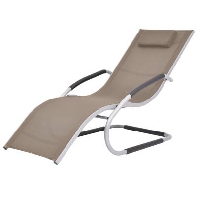 VidaXL Ligbed met kussen aluminium en textileen taupe