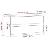 Tv-meubel met LED 100x34x50 cm bewerkt hout betongrijs - thumbnail