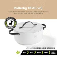 BE Living Braadpan met deksel ø 24 cm - keramische anti-aanbaklaag - geschikt voor alle warmtebronnen - wit - thumbnail