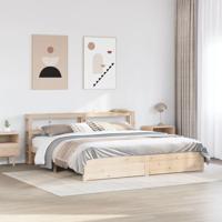 Bedframe met hoofdbord massief grenenhout 200x200 cm - thumbnail