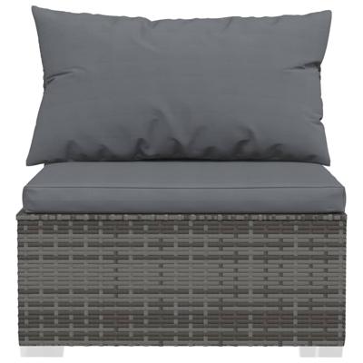 2-delige Loungeset met kussens poly rattan grijs - thumbnail
