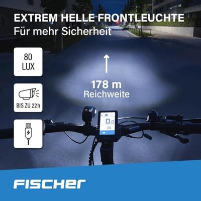 FISCHER FAHRRAD Fietsverlichtingsset LED werkt op een accu Zwart FISCHER FAHRRAD Fietsverlichtingsset LED werkt op een accu Zwart