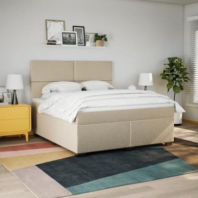 Boxspring met matras stof crèmekleurig 180x200 cm
