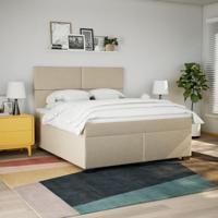 Boxspring met matras stof crèmekleurig 180x200 cm - thumbnail