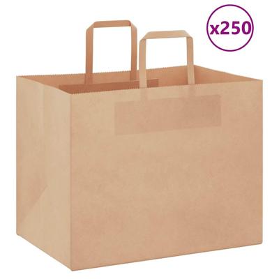 VidaXL Papieren zakken 250 st met hengsels 32x22x24 cm bruin