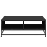 Salontafel 80x80x30 cm bewerkt hout en metaal zwart - thumbnail