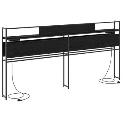 Opberghoofdbord met hoofdeinde met opslag Zwart eiken 200 cm Bewerkt hout Opberghoofdbord met hoofdeinde met opslag Zwart eiken 200 cm Bewerkt hout