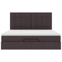 Ottoman bed met matras en LED's 180x200cm stof donkerbruin - thumbnail