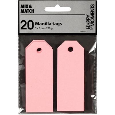 Creativ Company Manilla-labels, afm 3x8 cm, 220 gr, lichtrood, 20 stuk/ 1 doos - thumbnail