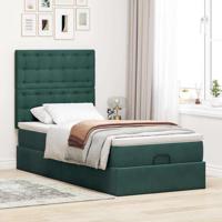Ottoman bed met matrassen en LED's 90x190cm fluweel donkergroen - thumbnail