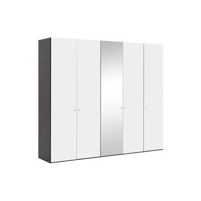 Goossens Kledingkast Easy Storage Ddk, Kledingkast 253 cm breed, 220 cm hoog, 4x draaideur en 1x spiegel draaideur midden