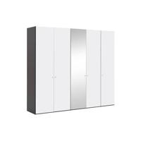 Goossens Kledingkast Easy Storage Ddk, Kledingkast 253 cm breed, 220 cm hoog, 4x draaideur en 1x spiegel draaideur midden - thumbnail