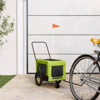 Hondenfietstrailer oxford stof en ijzer groen en zwart - thumbnail