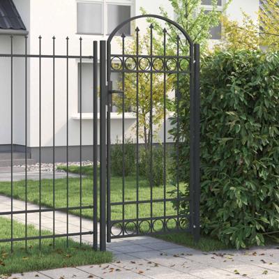 Hekpoort met slot Grijs 100 x 195 cm Gepoedercoat staal Hekpoort met slot Grijs 100 x 195 cm Gepoedercoat staal