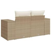 Tuinbank 2-zits met kussens poly rattan beige - thumbnail