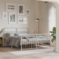 Bedframe met hoofd- en voeteneinde metaal wit 150x200 cm - thumbnail