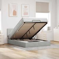 Ottoman bed met matras en LED's 140x200cm fluweel lichtgrijs - thumbnail