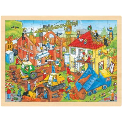 Goki houten legpuzzel - bouwplaats, 96st.