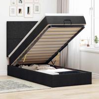 Ottoman bed met matras 160x200cm stof zwart - thumbnail