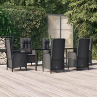 7-delige Tuinset met kussens poly rattan zwart - thumbnail