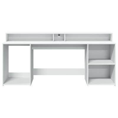 Bureau met LED-verlichting 200x55x91 cm bewerkt hout wit - thumbnail