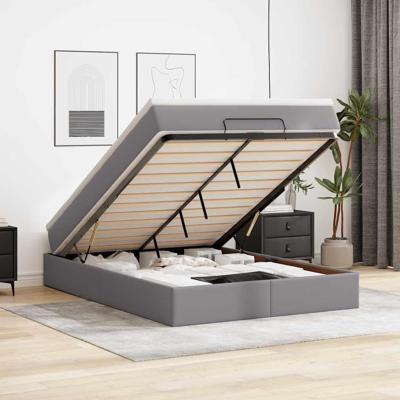 Ottoman bed met matras 140x190cm kunstleer grijs