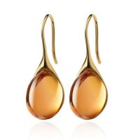 LGT JWLS Druppel Oorbellen voor Dames - Verguld met Oranje Zirkonia Druppelstenen - thumbnail