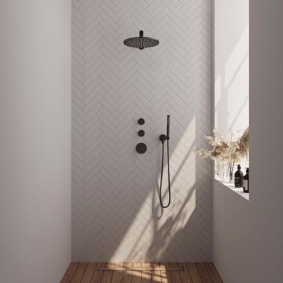Regendoucheset Inbouw Brauer Black Carving Thermostatisch 30cm met Wandarm en Handdouche Staaf Losse Stopkranen Mat Zwart Regendoucheset Inbouw Brauer Black Carving Thermostatisch 30cm met Wandarm en Handdouche Staaf Losse Stopkranen Mat Zwart