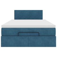 Ottoman bed met matras 100x200 cm fluweel donkerblauw - thumbnail