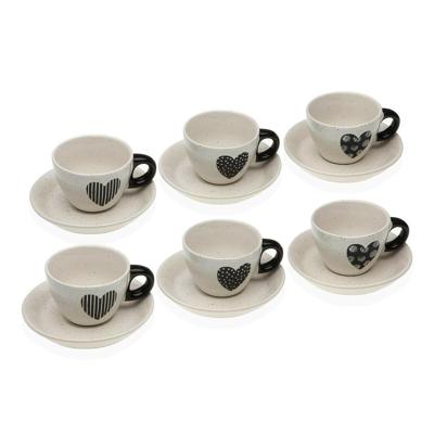 Set van 6 kopjes met schotel Versa Nathalie Keramiek Hart