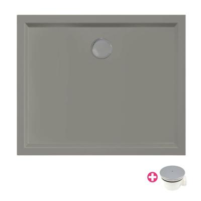 Douchebak Xenz Mariana | 90x75x4 cm | Incl.Afvoersifon-Chroom | Acryl | Rechthoekig | Cement mat