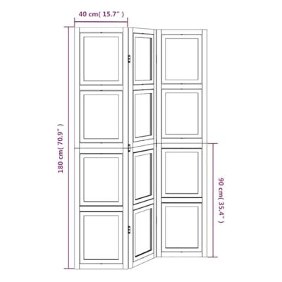 Kamerscherm met 3 panelen massief paulowniahout wit