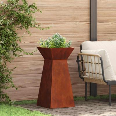 VidaXL Pilaar plantenbak zilver 35 x 35 x 73 cm cortenstaal
