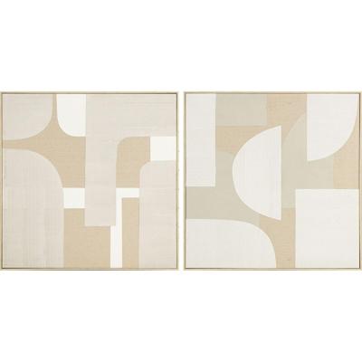 Schilderij Home ESPRIT Wit Beige Modern Scandinavisch 90 x 3,8 x 90 cm (2 Stuks)