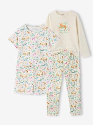 Set van 2 korte pyjama's met korte mouwen voor meisjes ecru