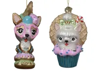Decoris kerstornament glas hond 12,8cm - thumbnail