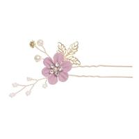 Mode bloem haar kammen hoofdtooi Prom Bridal Wedding haaraccessoires bladgoud haar juwelen haar pins (paars 1 bloem) - thumbnail